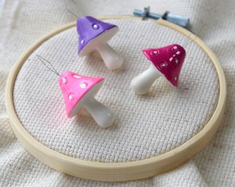 Mushroom Needle Threaders Pink & Purple
