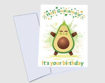 Printable Birthday Card. Funny Printable Birthday Card. Avocado. Downloadable Birthday Card. Digital Birthday Card.