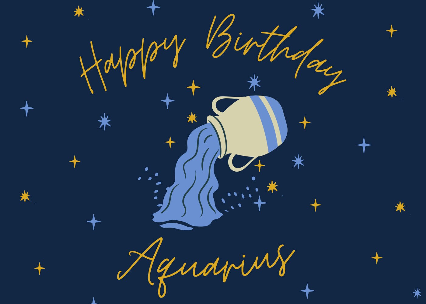 printable aquarius birthday card blank greeting card zodiac etsy