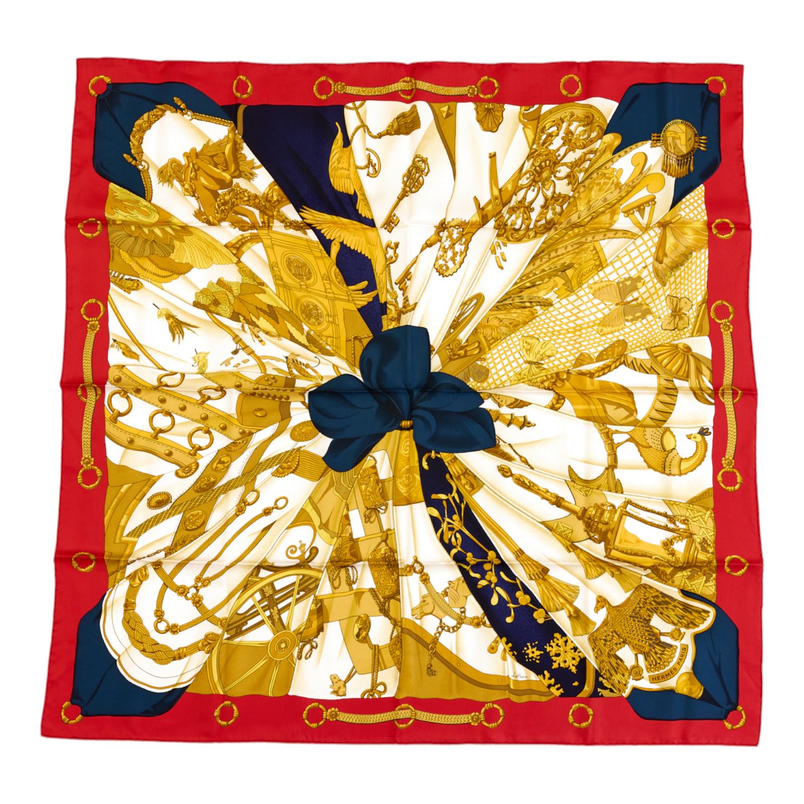 エルメス シルクスカーフ カレ90「ソレイユ・ド・ソワ」 レッド