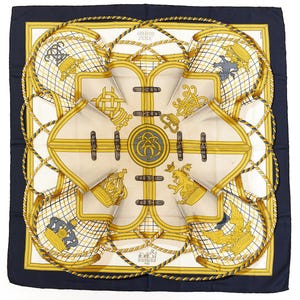 Hermes Silk Scarf Carre 90 "GRANDE TENUE" Black Silk Scarf  US Duty Free