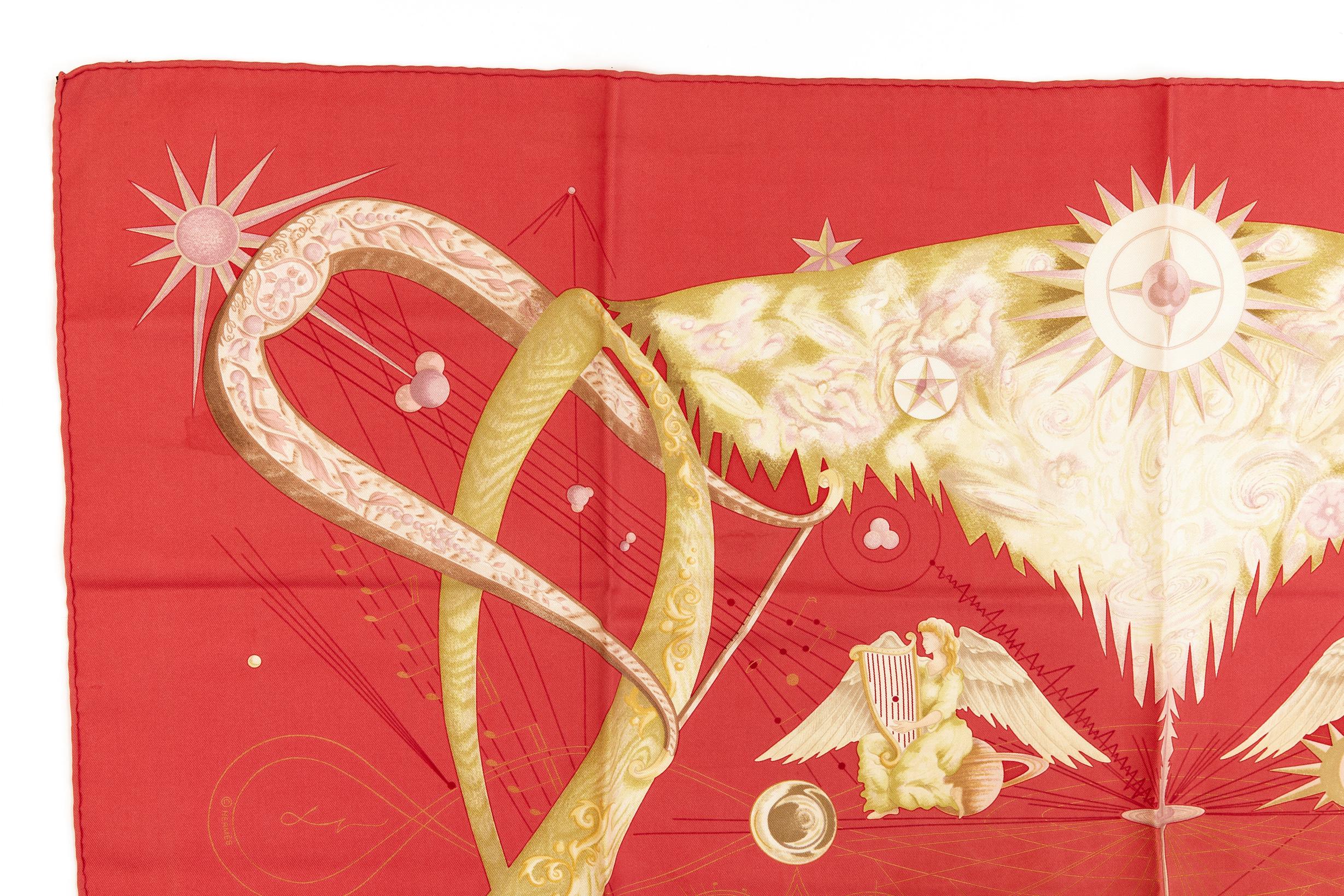 美品　エルメス　カレ90　カンテサンス　QUINTESSENCE　シルクスカーフ エルメス シルクスカーフ カレ90 「QUINTESSENCE」 レッド