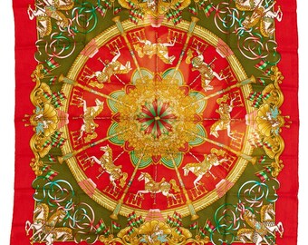 エルメス スカーフ カレ 90 「ロカイユ II」 ブルー シルク スカーフ