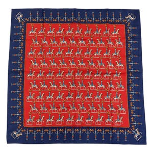Hermes Silk Scarf Carre 90 &quot;LES ARTIFICIERS&quot; Blue Silk Scarf
