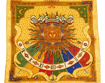エルメス シルクスカーフ カレ90「PLUMES ET GRELOTS」 ベージュ