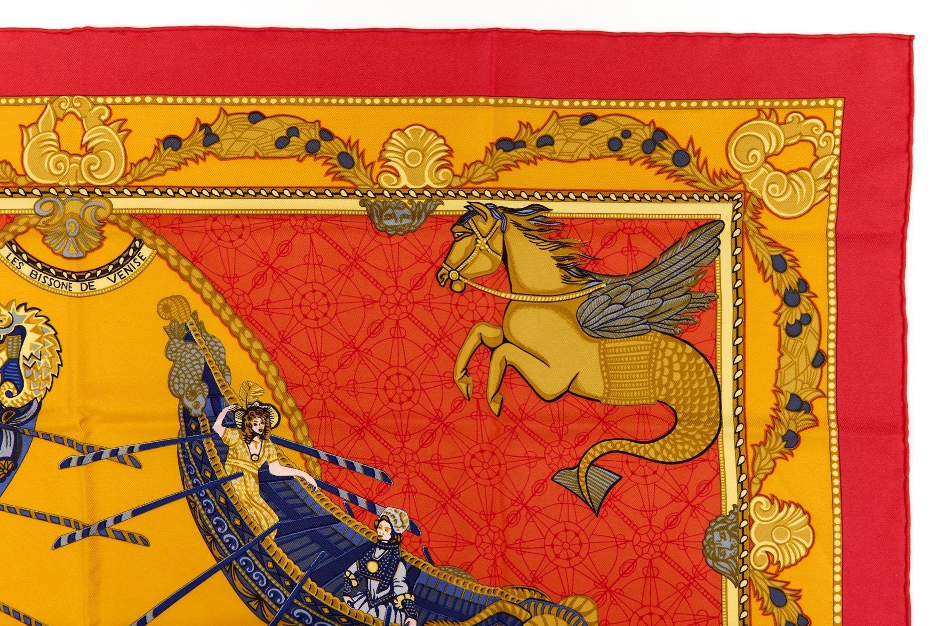 ク*ア様 HERMES カレ90 LES BISSONE DE VENISE Hermes Silk Scarf Carre 90 