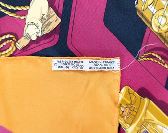 HERMES SCARF　100%SILK　MADE IN FRANC Authentic HERMES Silk Made France Carre CORRESPONDANCE by