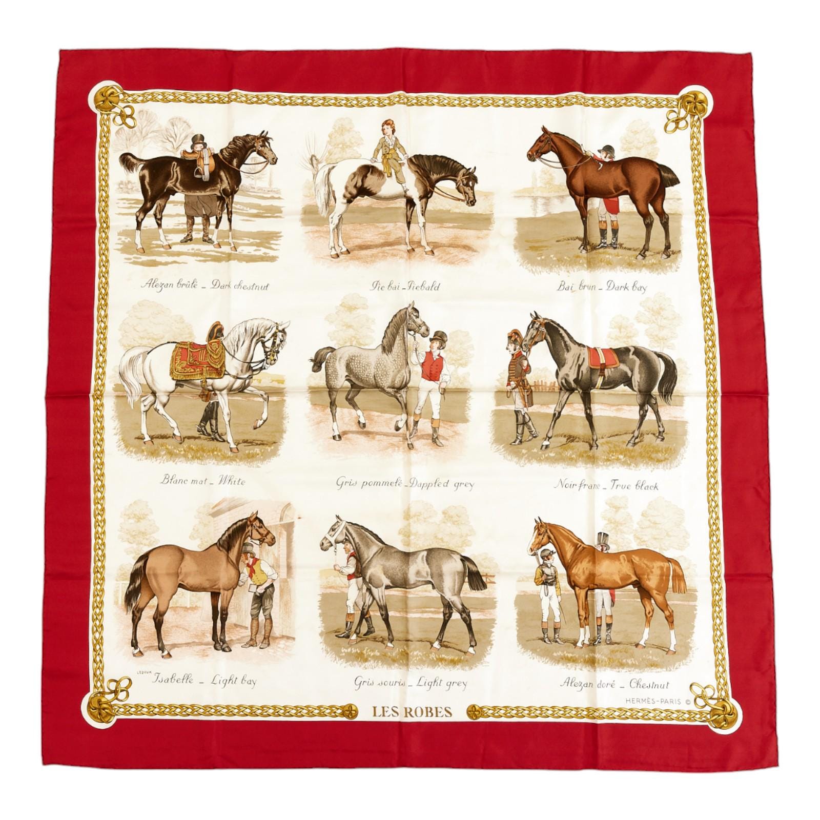 エルメス　シルク　カレ90 スカーフ　レッド　LES ROBES エルメス シルクスカーフ カレ90 「LES ROBES」 レッド シルク