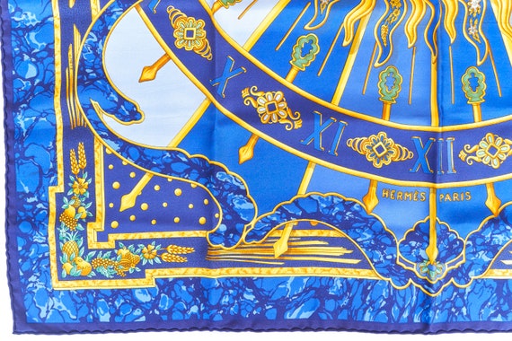 Hermes Scarf 90 "CARPE DIEM" Blue 100% Silk Scarf… - image 5