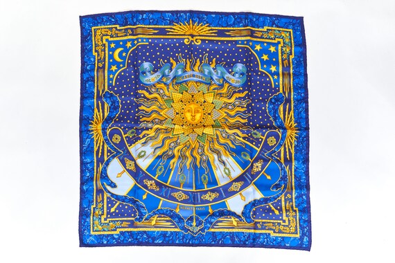 Hermes Scarf 90 "CARPE DIEM" Blue 100% Silk Scarf… - image 1