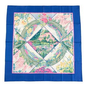 Pañuelo de seda Hermès Carré 90 "Giverny" Pañuelo de seda azul