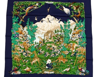 エルメス カレ 90 スカーフ「LUNA PARK」ブルー シルク スカーフ