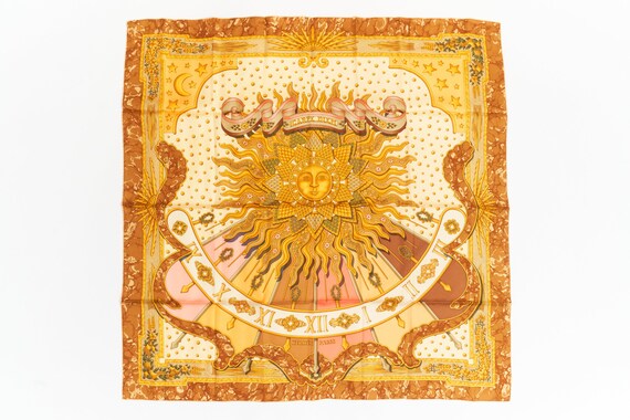 Hermes Scarf 90 "CARPE DIEM" Orange 100% Silk Sca… - image 1