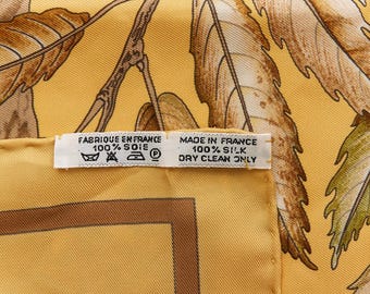 エルメス シルクスカーフ カレ90 「リスのカセ」 イエロー シルク