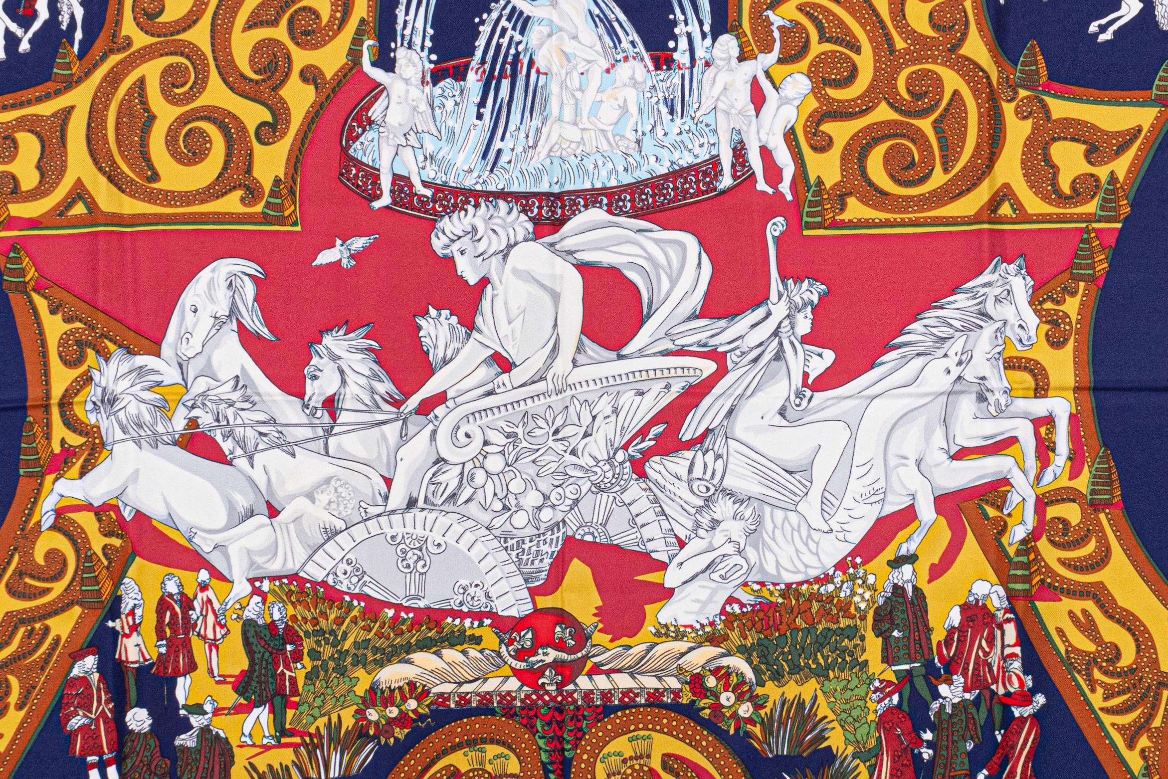 エルメス スカーフ 90 「Le Paradis du Roy」 レッド 100