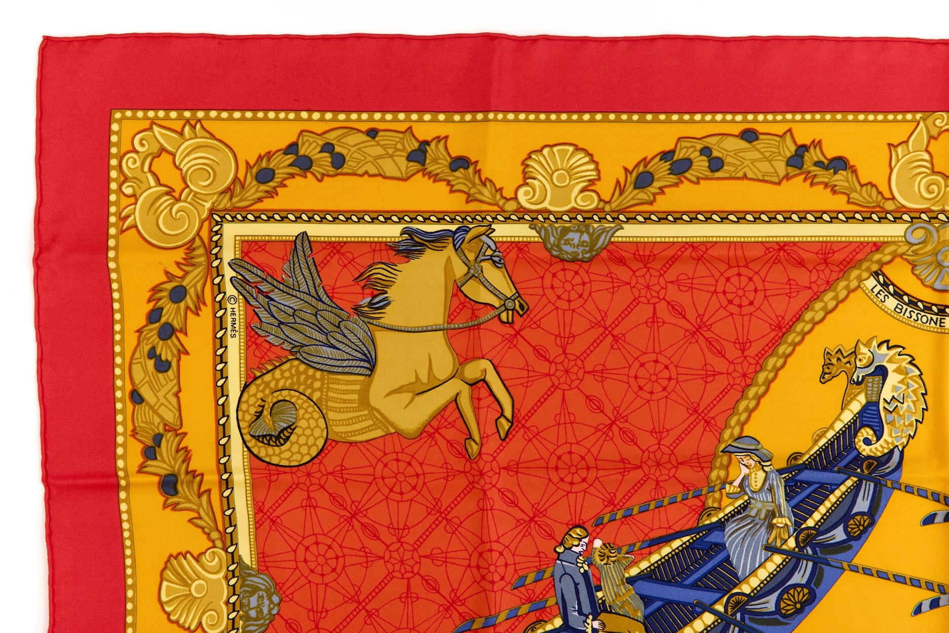 HERMES カレ90 Les Bissone de Venise Hermes Silk Scarf Carre 90 