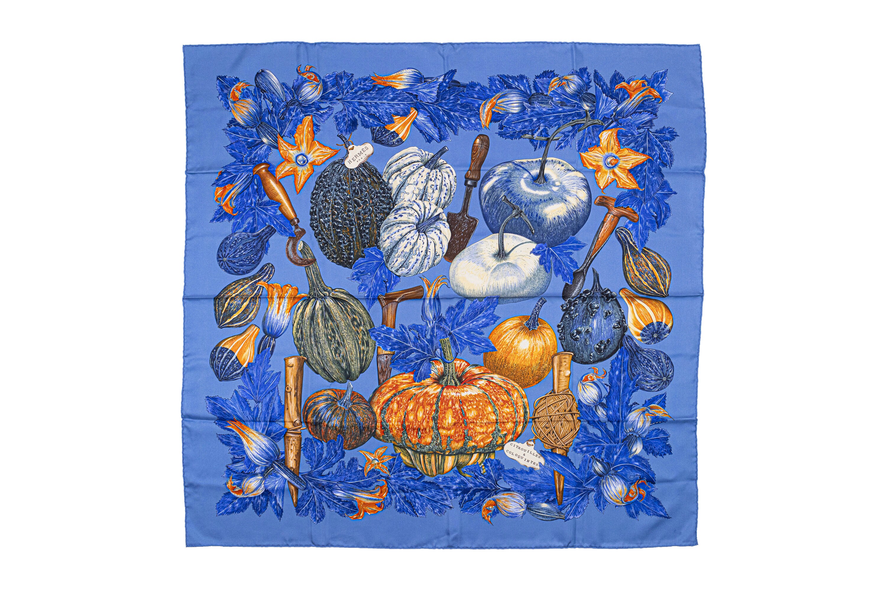 HERMES カレ90 CITROUILLES ET COLOQUINTES カボチャとコロシント 大判 ストール Citrouilles et Coloquintes Hermes Scarf - It's All Goode