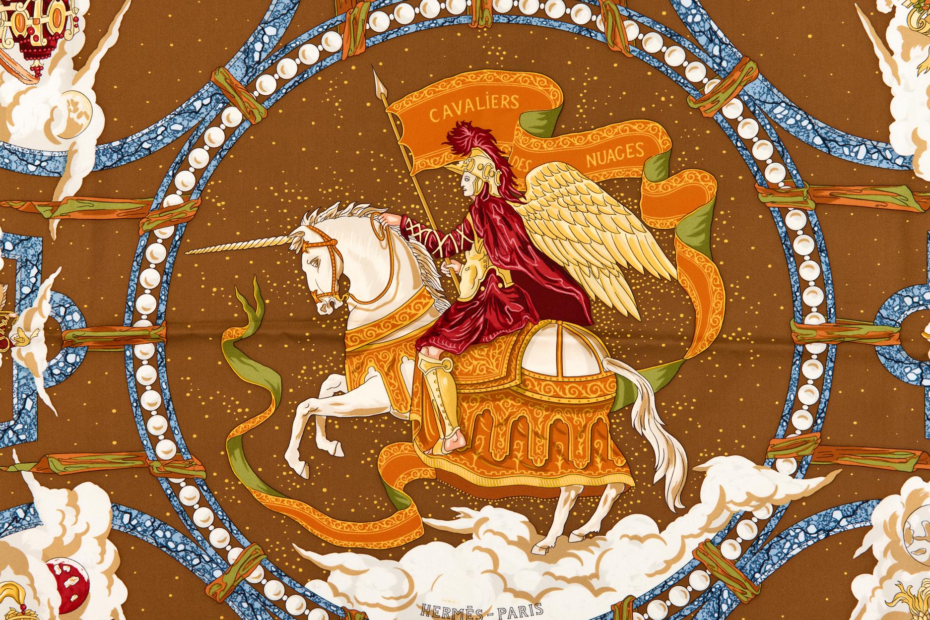 エルメス カヴァリエ・デ・ヌアージュ スカーフ Hermes Silk Scarf Carre 90 