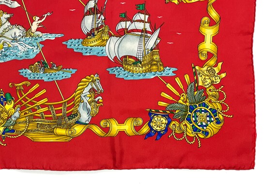 Hermes Scarf 90 "VOILES DE LUMIERE" Red 100% Silk… - image 6