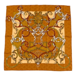 Hermes Silk Scarf Carre 90 &quot;L&#39;INSTRUCTION DU ROY&quot; Brown Silk Scarf