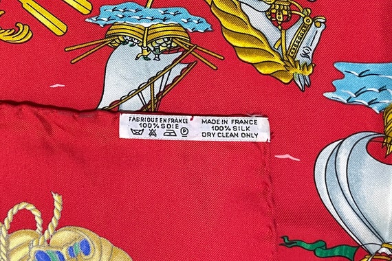 Hermes Scarf 90 "VOILES DE LUMIERE" Red 100% Silk… - image 8