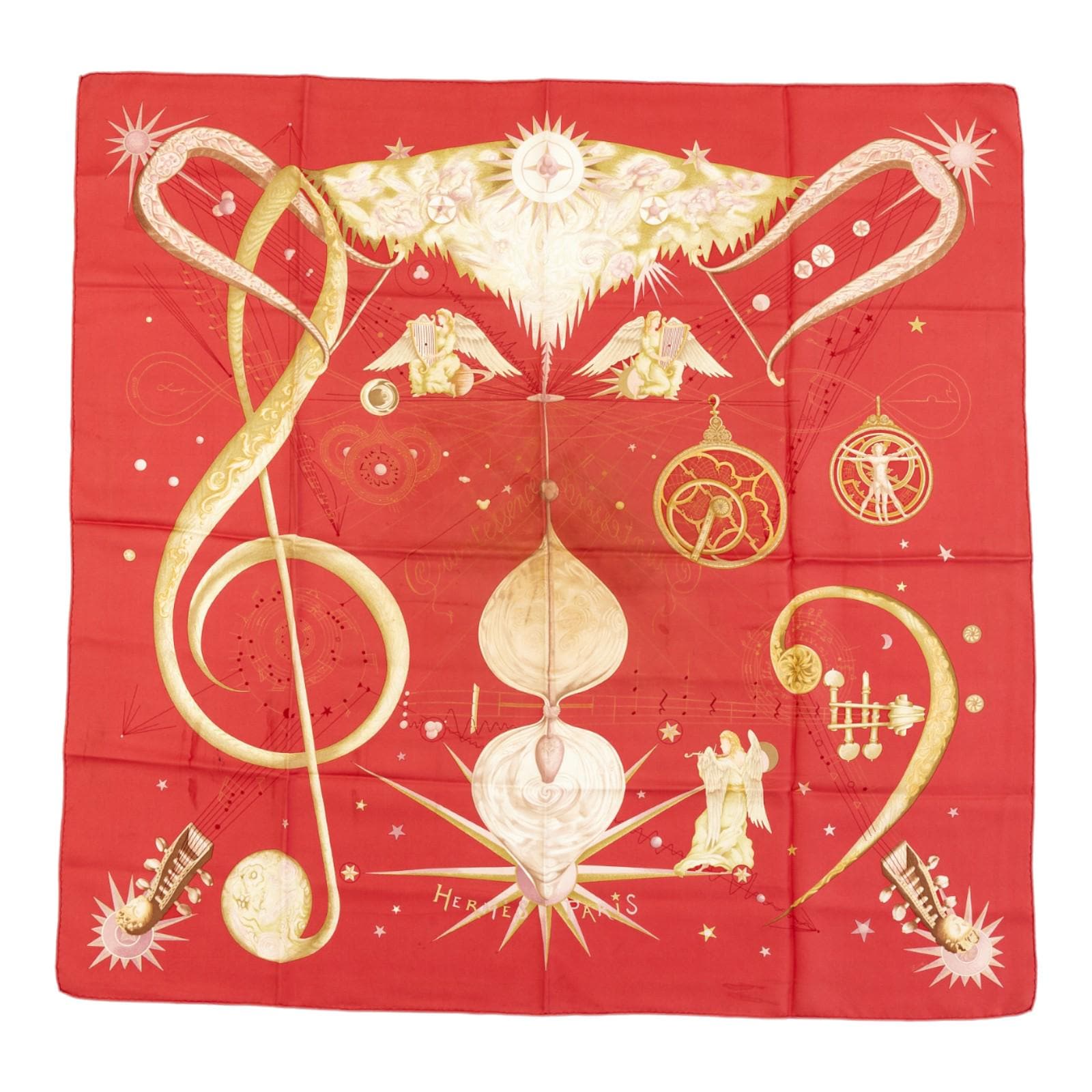 美品　エルメス　カレ90　カンテサンス　QUINTESSENCE　シルクスカーフ エルメス シルクスカーフ カレ 90 「QUINTESSENCE」 レッド