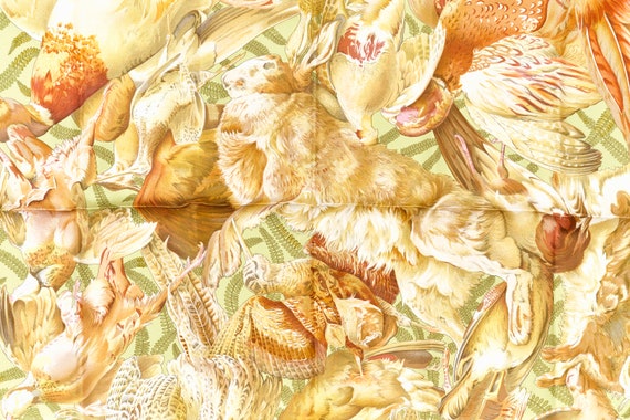 Mint! Hermes Carre 90 Scarf "Gibiers" Yellow Silk… - image 4