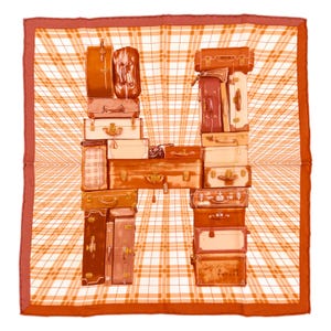 Hermes Silk Scarf Carre 45 &quot;H EN VOYAGE&quot; Orange Silk Scarf