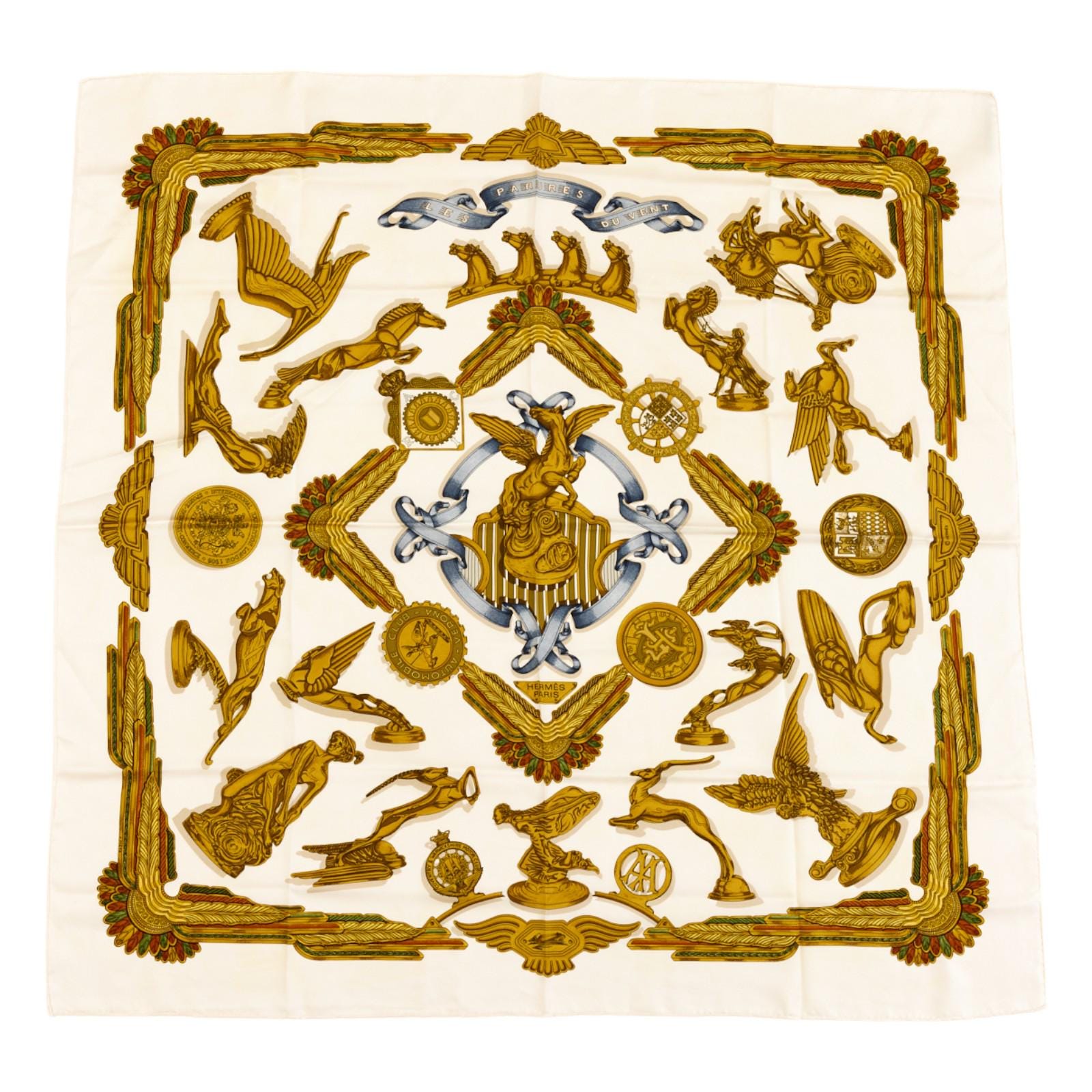 エルメス シルクスカーフ カレ90「Les Parures du Vent」 ホワイト
