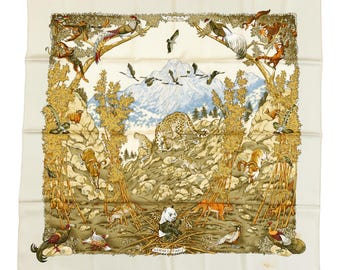 Hermes Silk Scarf Carre 90 "SICHUAN" Green Silk Scarf