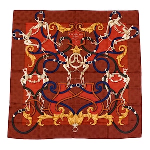 Hermes Silk Scarf Carre 90 &quot;L&#39;INSTRUCTION DU ROY&quot; Brown Silk Scarf