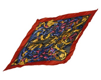 Hermes Silk Scarf Carre 90 "Le Mors a la Conetable" Black Silk Scarf  US Duty Free
