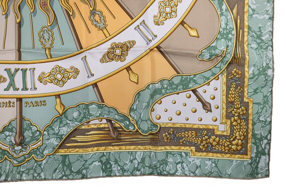 Hermes Scarf 90 "CARPE DIEM" Green 100% Silk Scar… - image 6