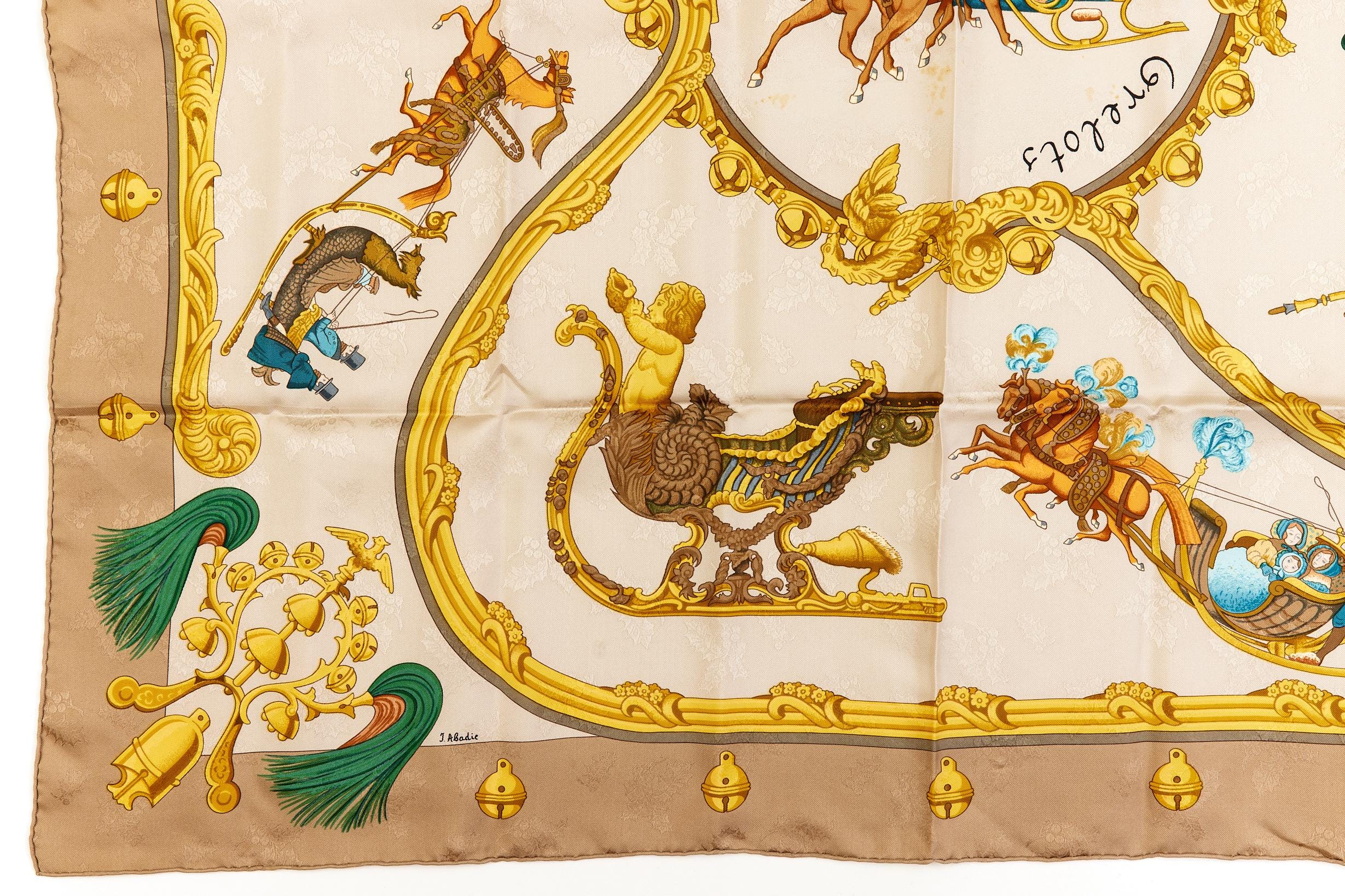 エルメス スカーフ カレ90 Plumes et Grelots 羽飾りと鈴