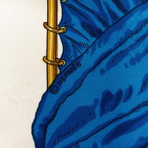 Rare Hermes Silk Scarf Carre 90 "la Comedie Italienne" Blue Silk Scarf ...