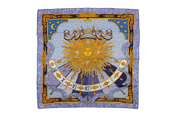 Hermes Scarf 90 "CARPE DIEM" Blue 100% Silk Scarf… - image 1