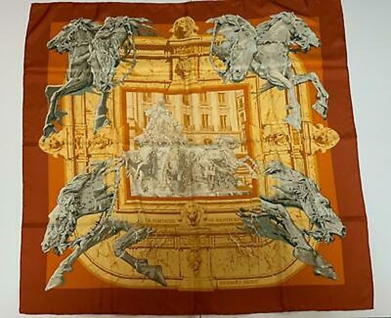 HERMES SCARF 90 la Fontaine De Bartholdi Fountain | Etsy