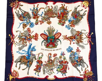 HERMÈS LES FÊTES DU ROI SOLEIL カレ90 スカーフ Hermes Carre 90 Scarf 