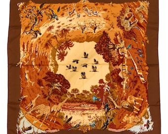 エルメス シルクスカーフ カレ90「Tropiques」 グリーン シルク