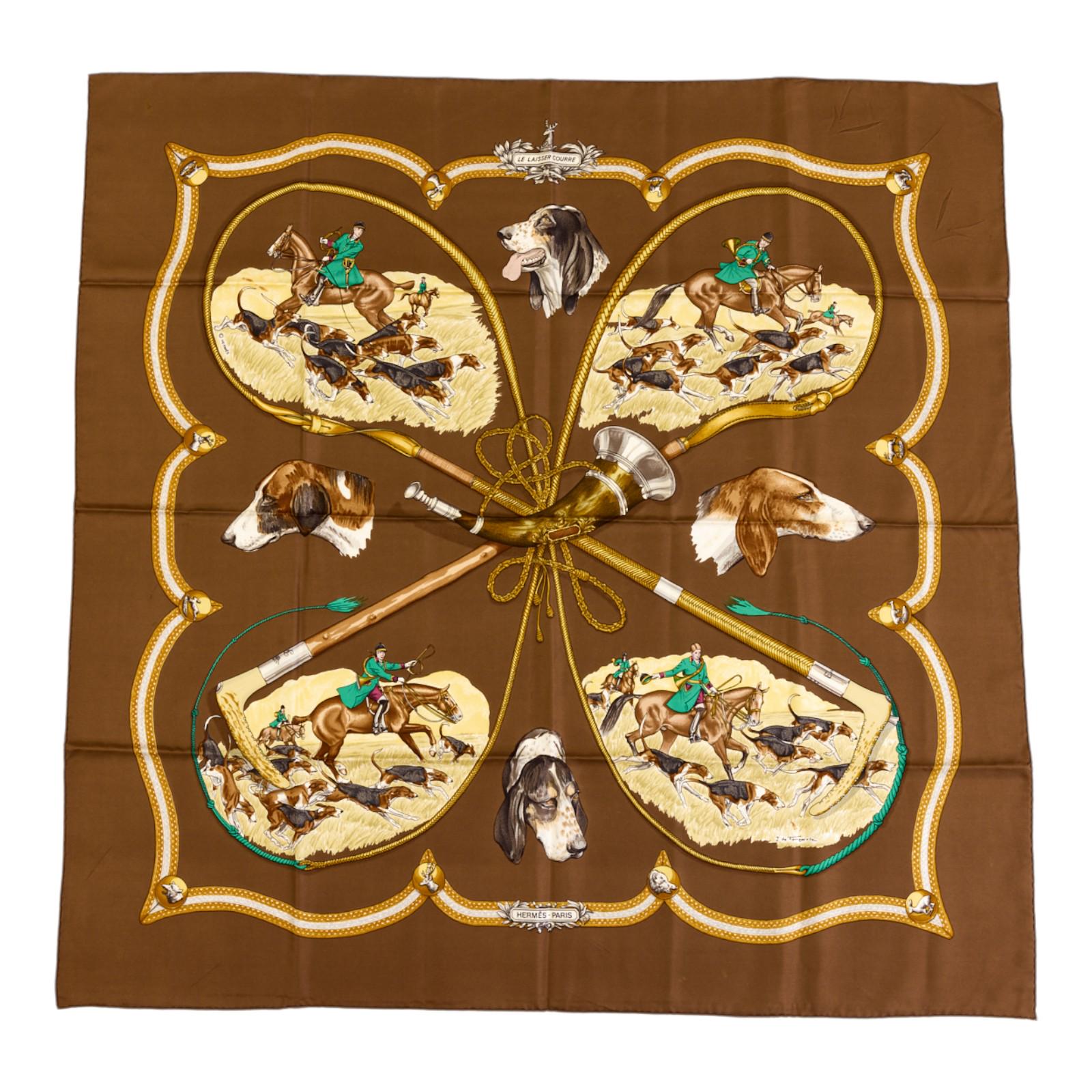 HERMES/エルメス カレ90 LE LAISSER COURRE Hermes Silk Scarf Carre 90 