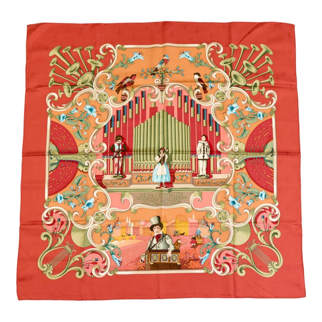 HERMES カレ ORGAUPHONE 90 Hermes Silk Scarf Carre 90 
