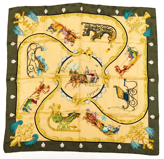 HERMES PLUMES Ⅱ カレ90 シルク スカーフ