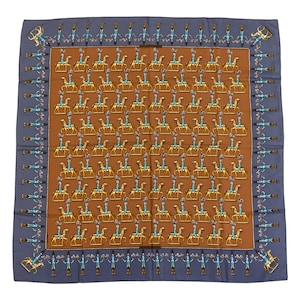 Hermes Silk Scarf Carre 90 "LES ARTIFICIERS" Blue Silk Scarf  US Duty Free