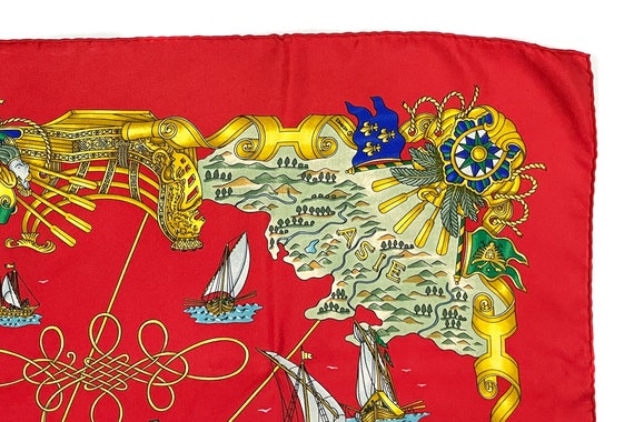 Hermes Scarf 90 "VOILES DE LUMIERE" Red 100% Silk… - image 3