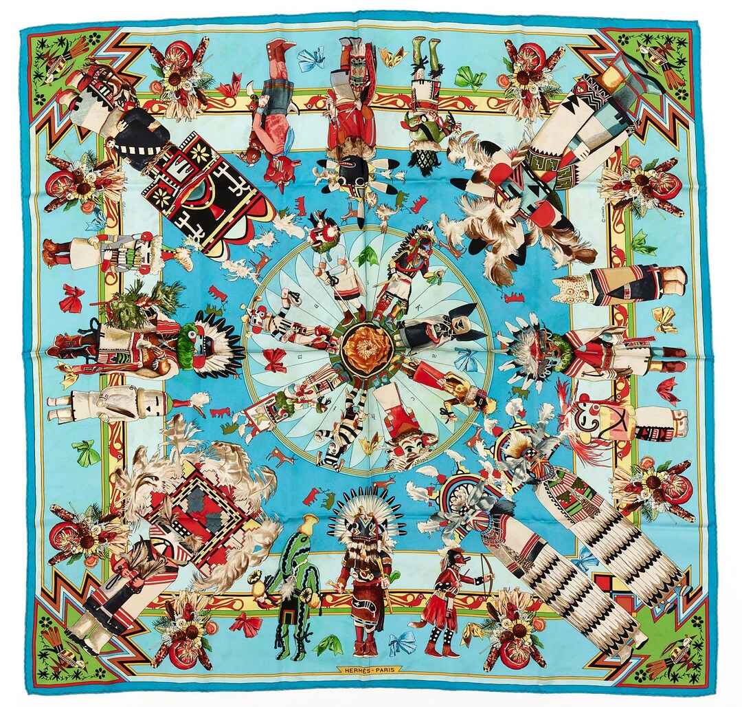 HERMES silk Karre 90 ZABAVUSHKA Russian Doll scarf Pink multicolor main image 0