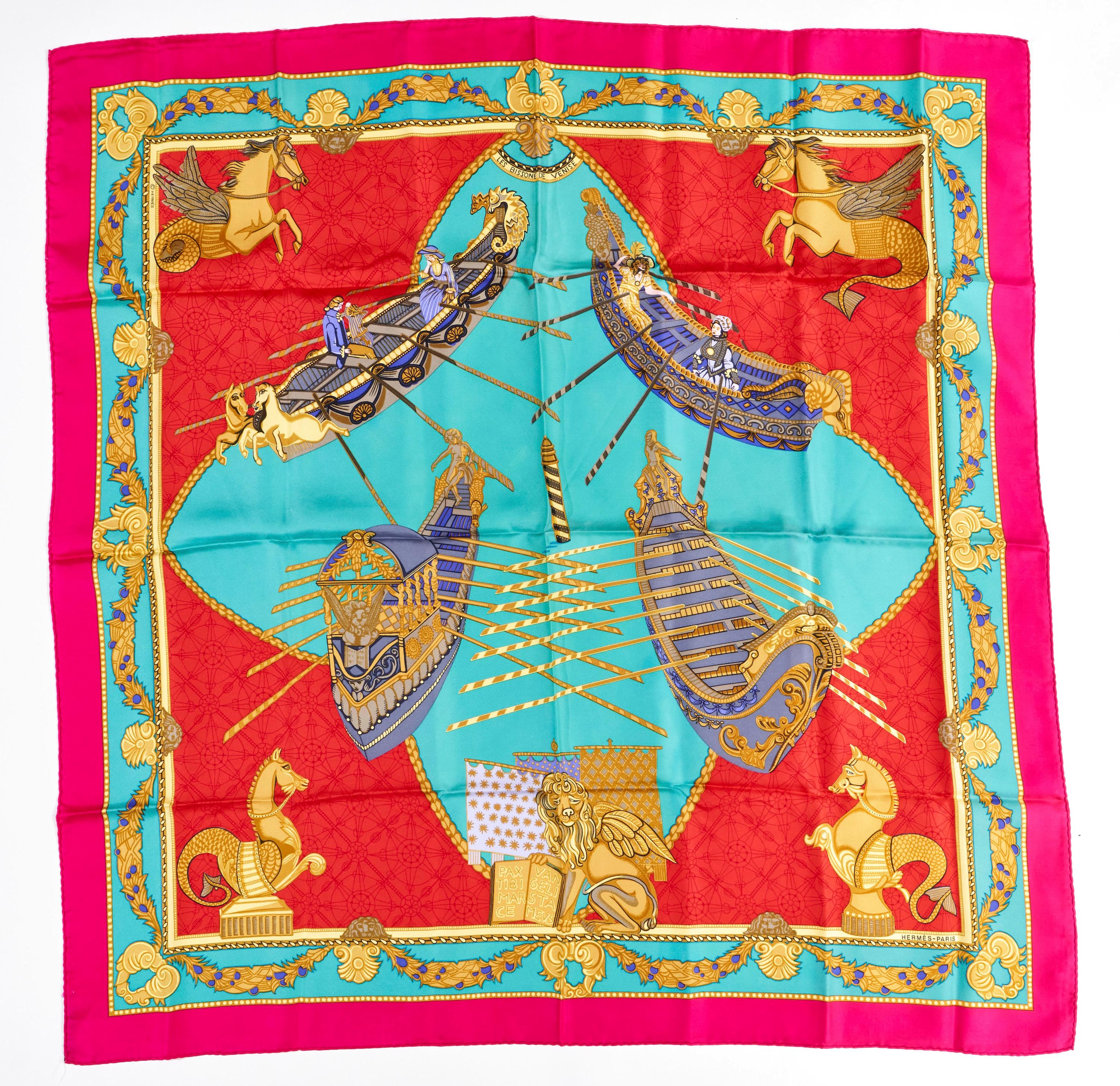 HERMES スカーフ　カレ90 Les Bissone De Venise Hermes Scarf 90 