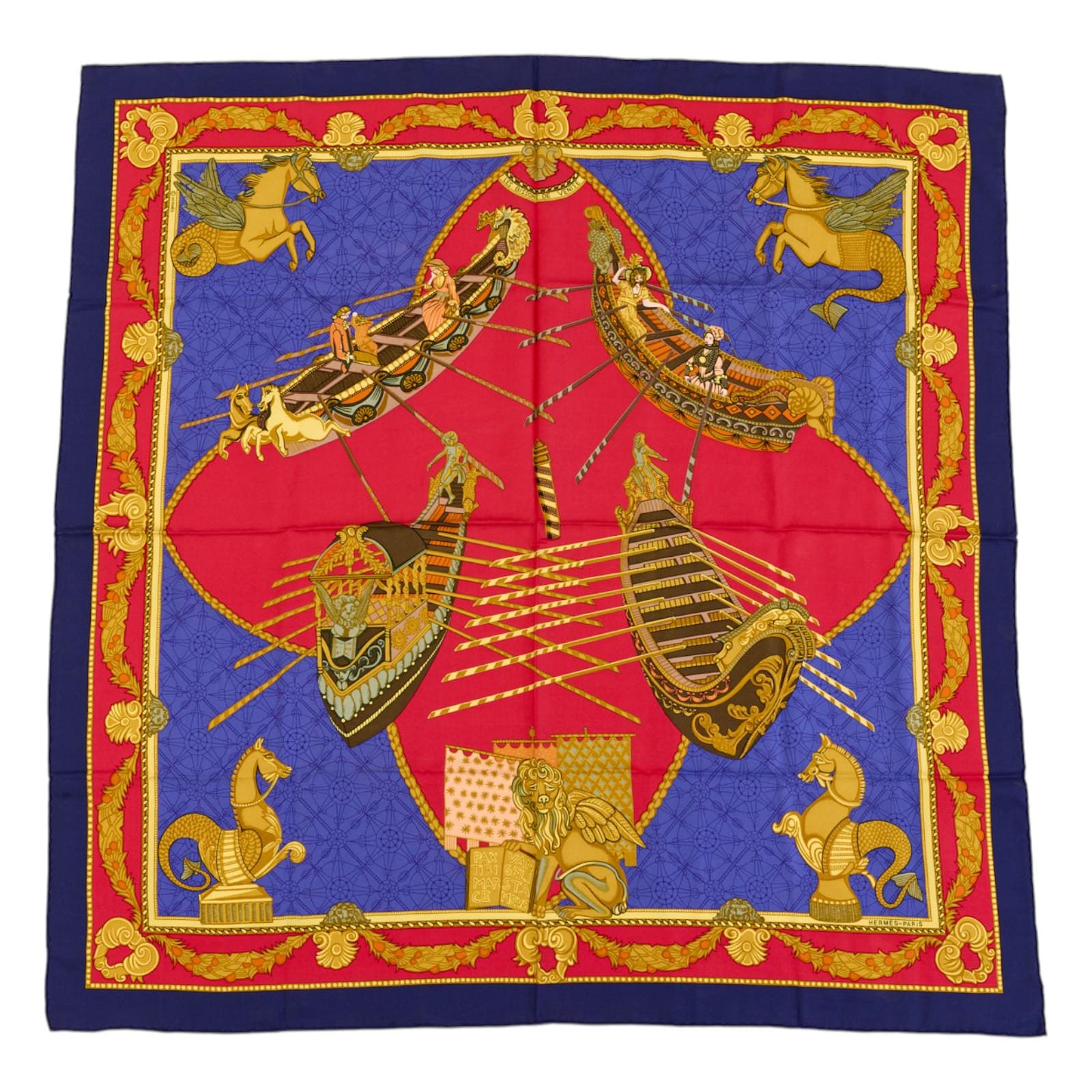 HERMES カレ90 Les Bissone de Venise Hermes Silk Scarf Carre 90 