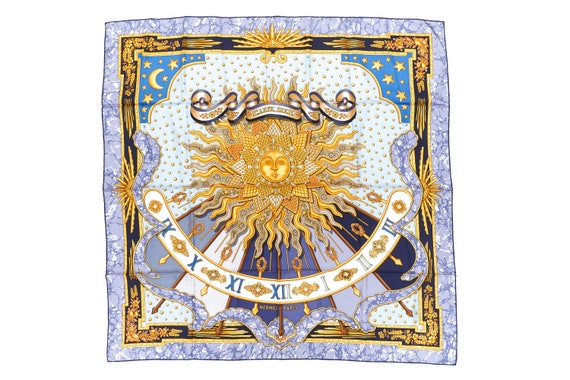 Hermes Scarf 90 "Carpe Diem" Purple 100% Silk Sca… - image 1