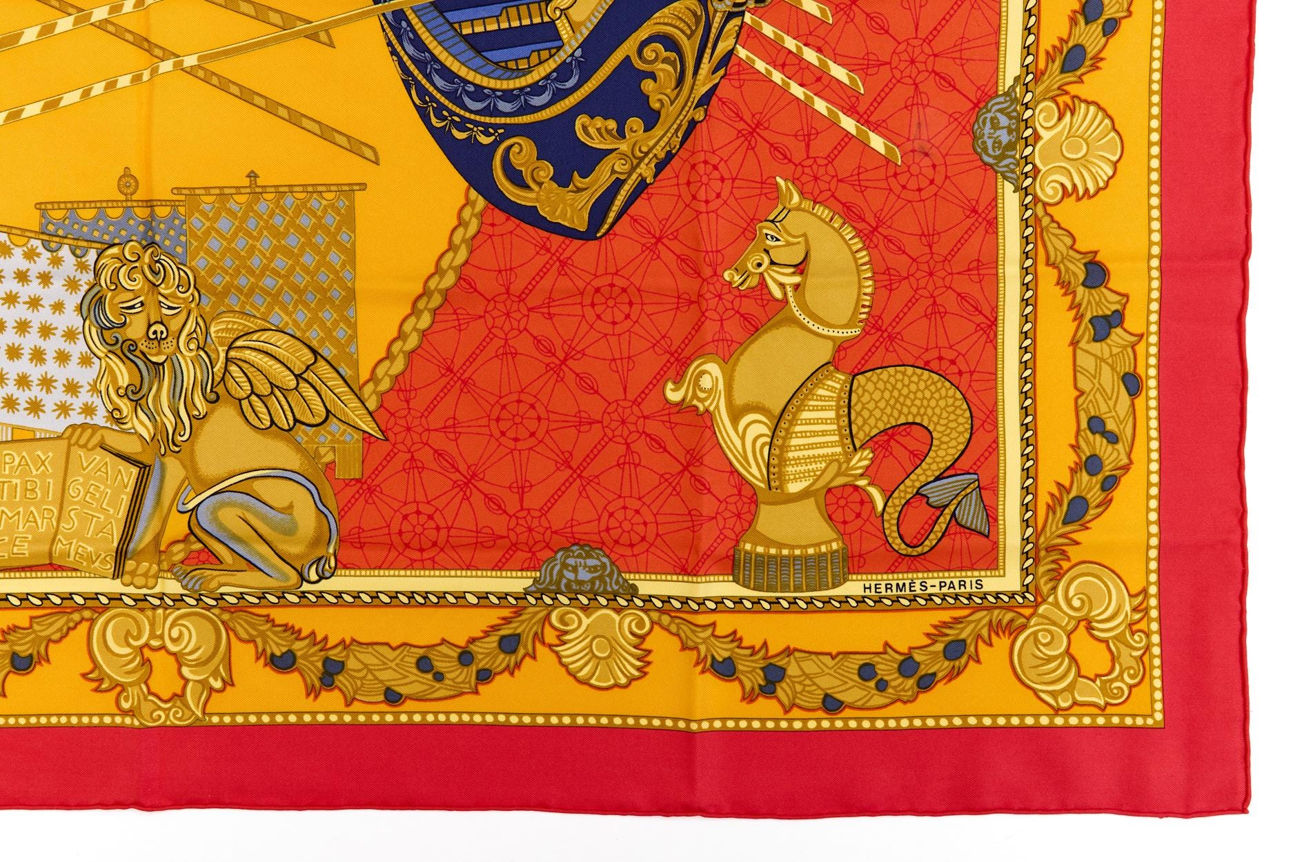 HERMES カレ90 Les Bissone de Venise Hermes Silk Scarf Carre 90 
