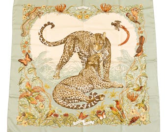 エルメス シルクスカーフ カレ90「ケニア」 ブラック シルクスカーフ